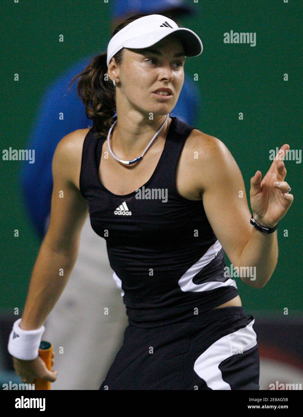 Martina Hingis of Switzerland gestures during her match against Alla