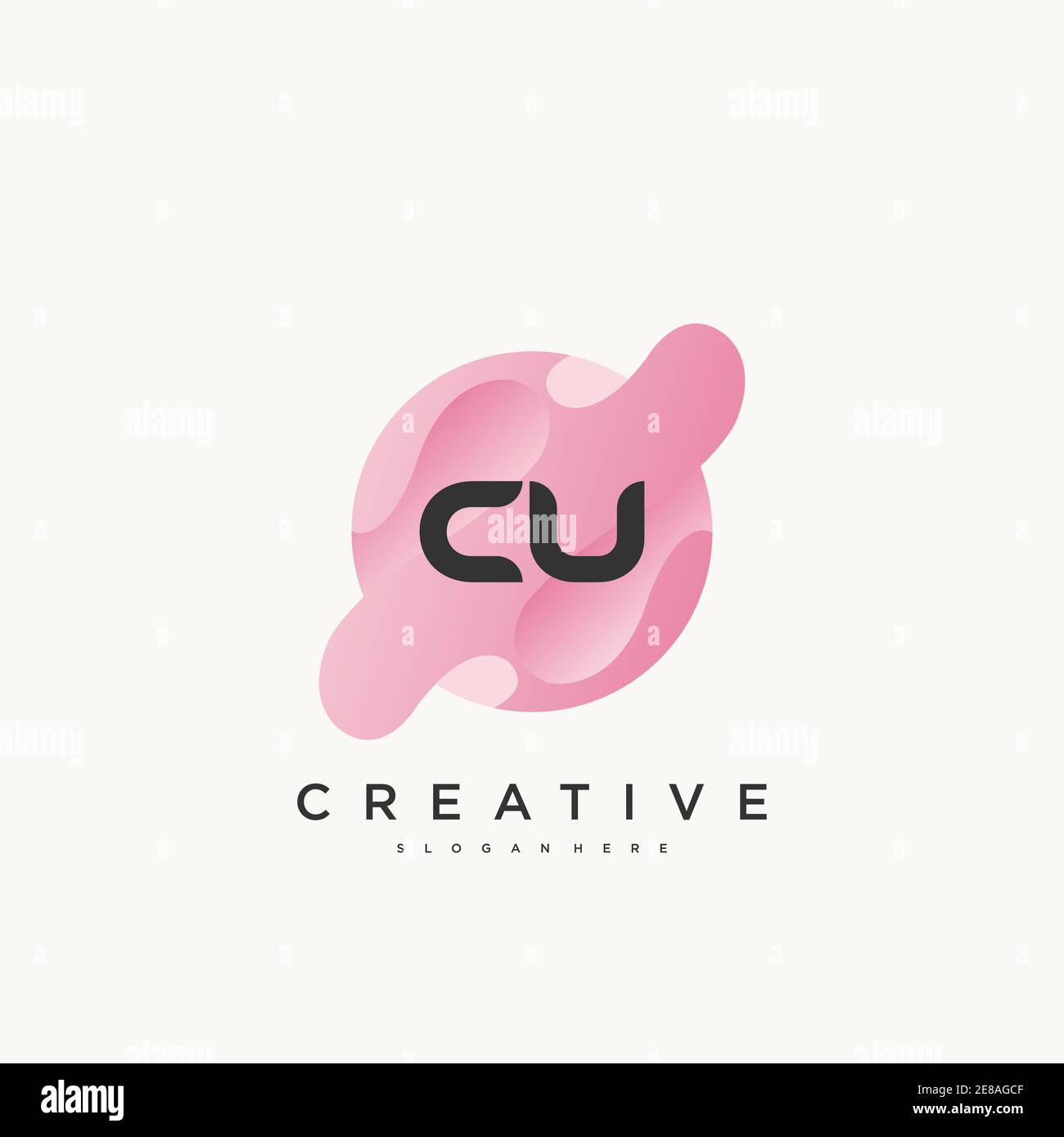 CU Initial Letter logo icon design template elements with wave colorful art Stock Vector