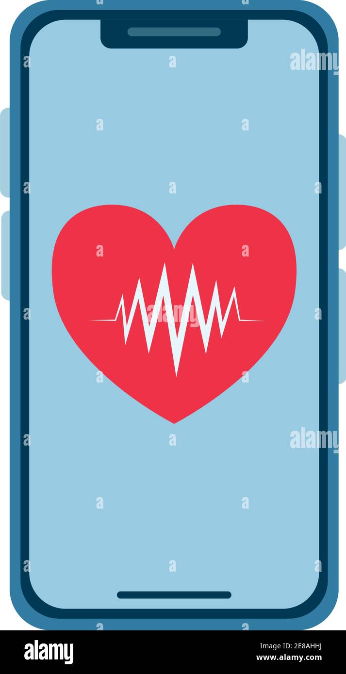 smartphone with heart cardio app icon vector illustration design Stock ...