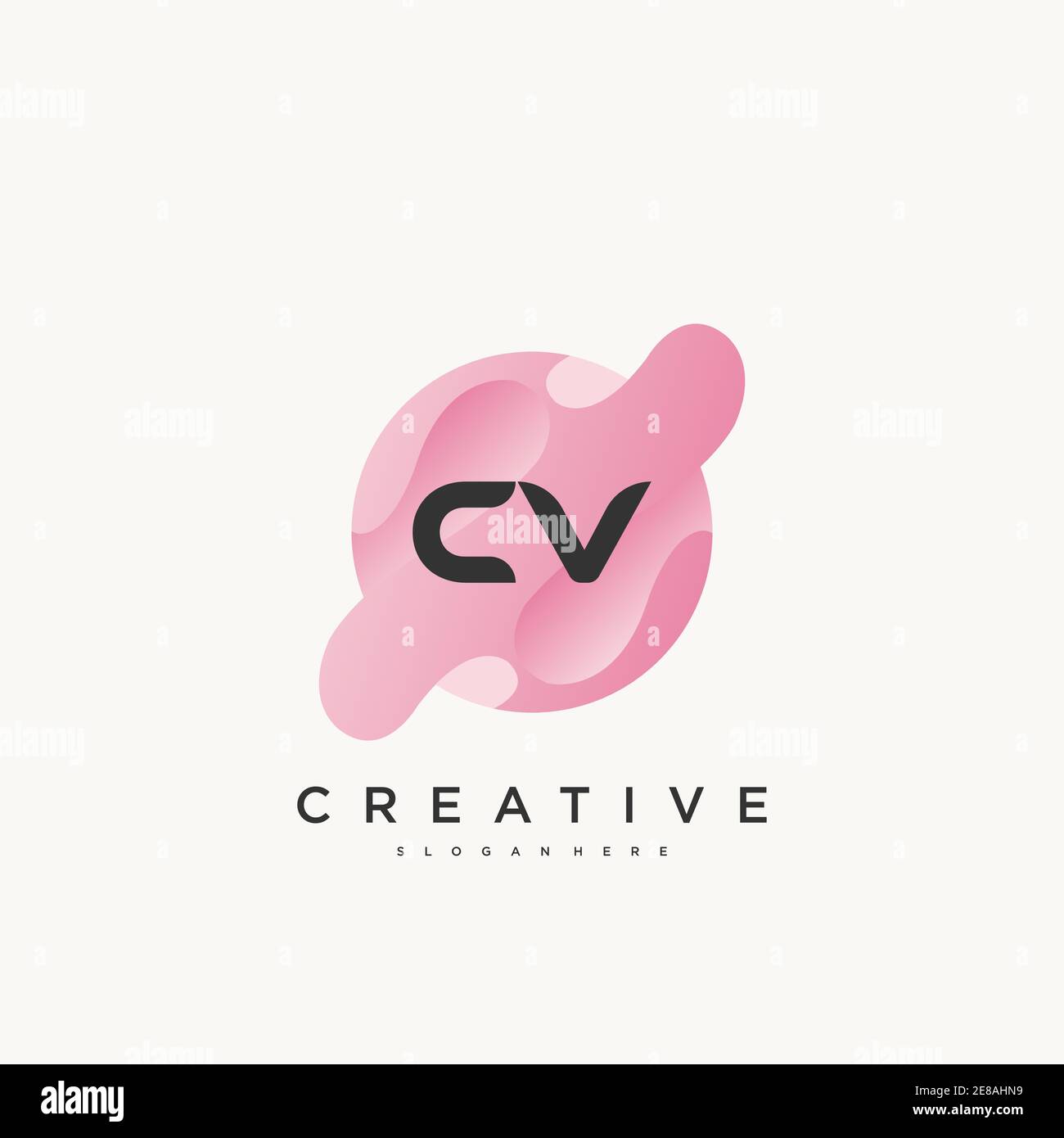 CV Initial Letter logo icon design template elements with wave colorful art Stock Vector