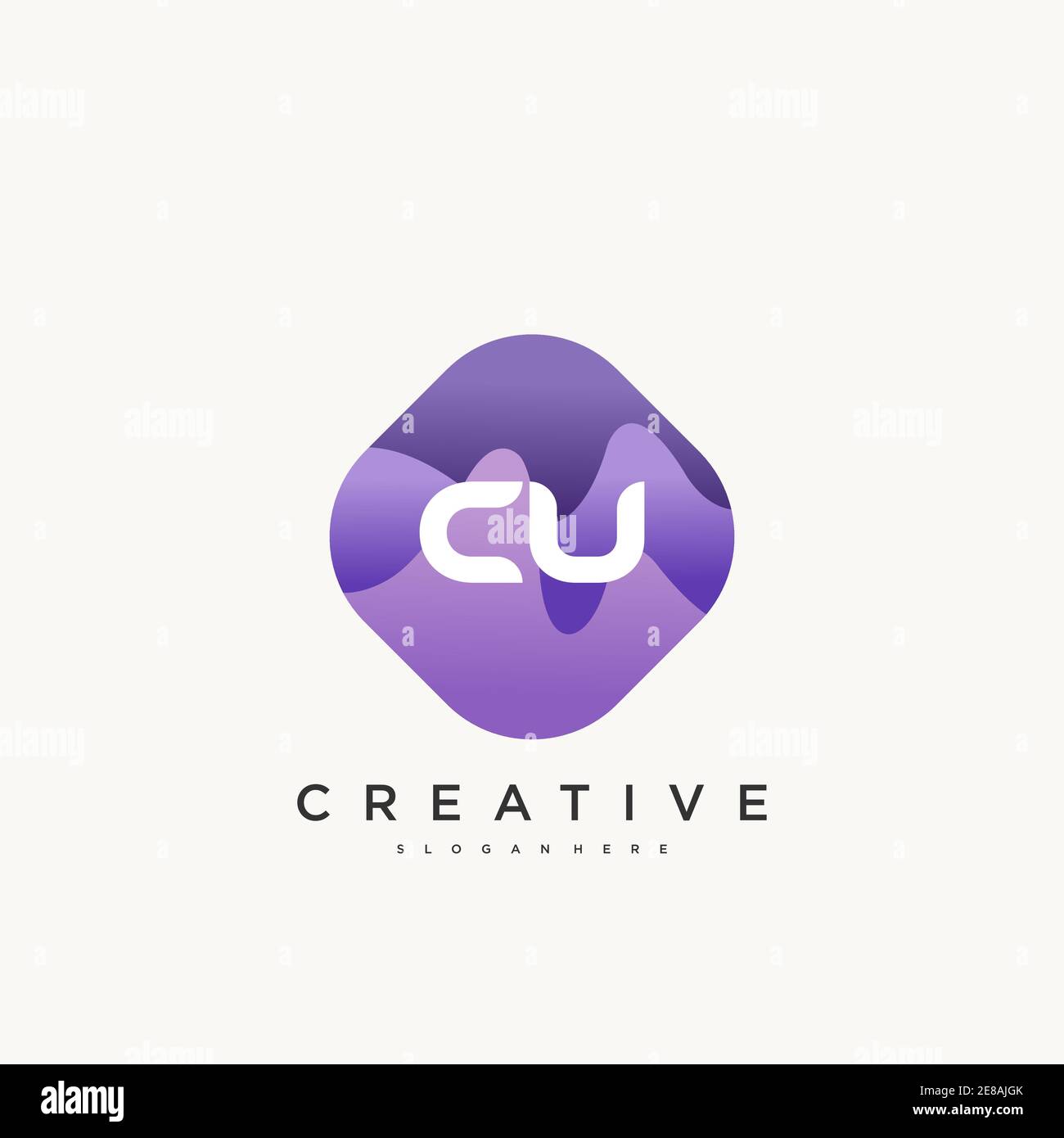 CU Initial Letter logo icon design template elements with wave colorful art Stock Vector