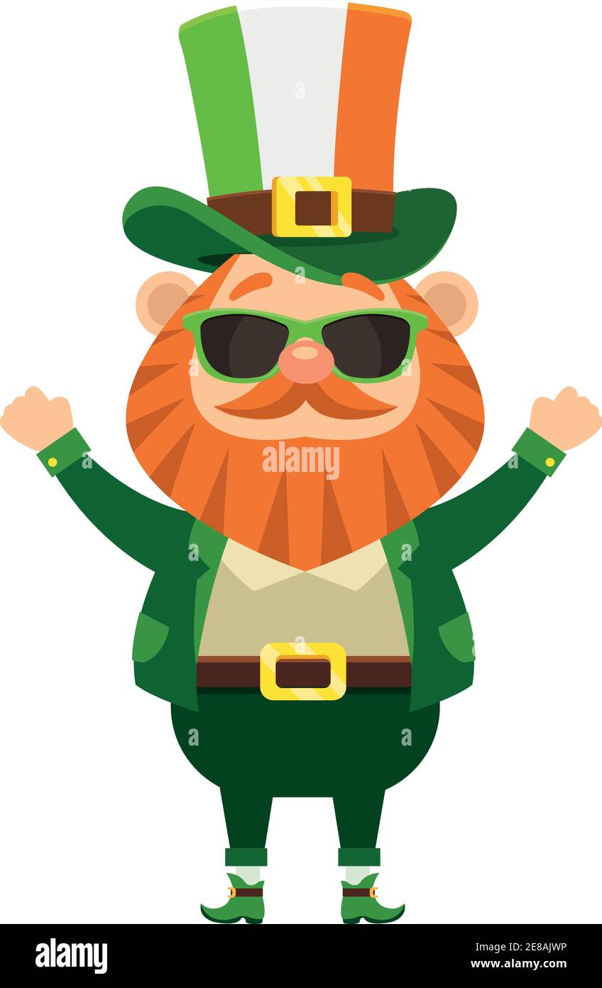 saint patrick leprechaun character with sunglasses vector illustration  design Stock Vector Image \u0026 Art - Alamy, image size:848x1390