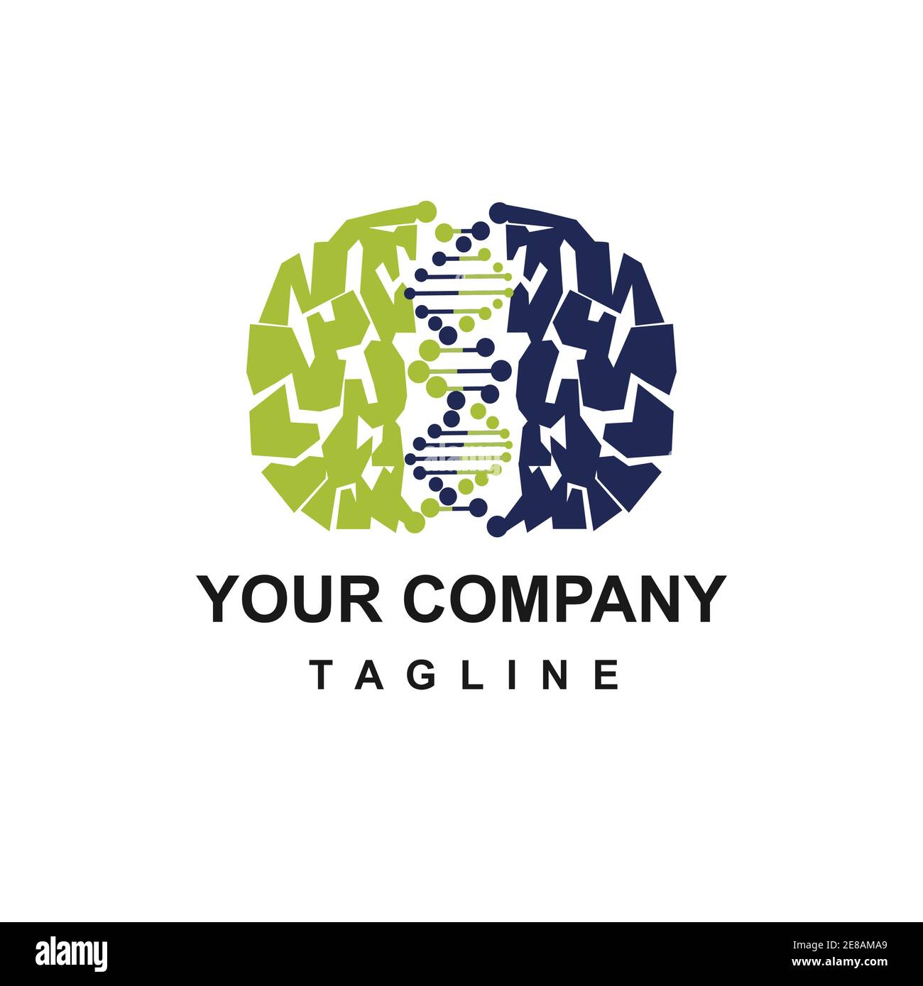 Brain DNA technology vector logo and icon Stock Vector