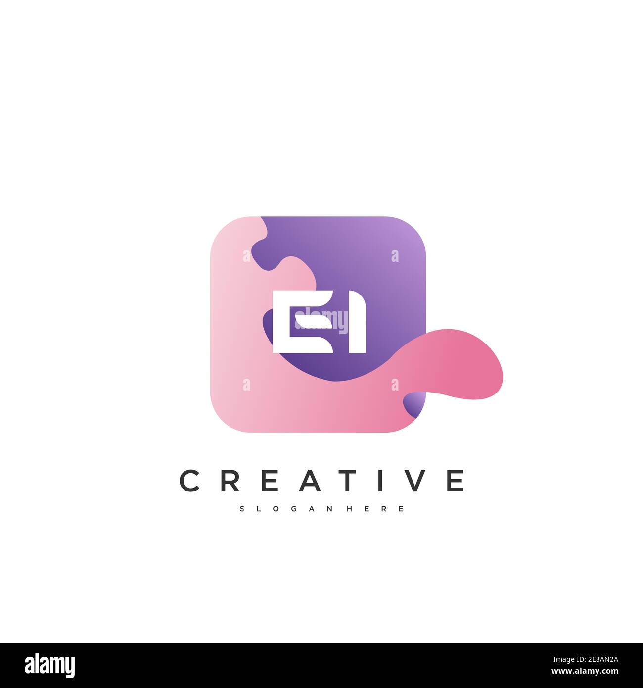 EI Initial Letter logo icon design template elements with wave colorful art Stock Vector