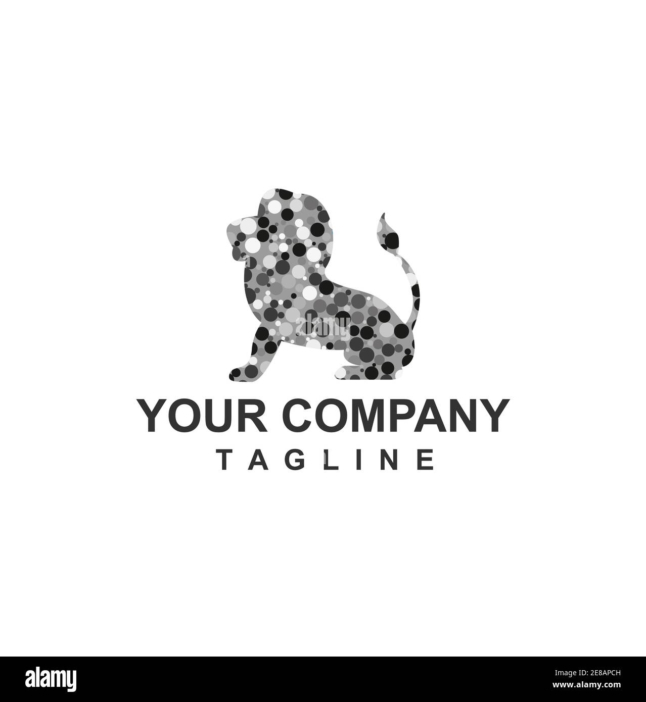 digital black grey dot lion king company logo and vector icon Stock Vector