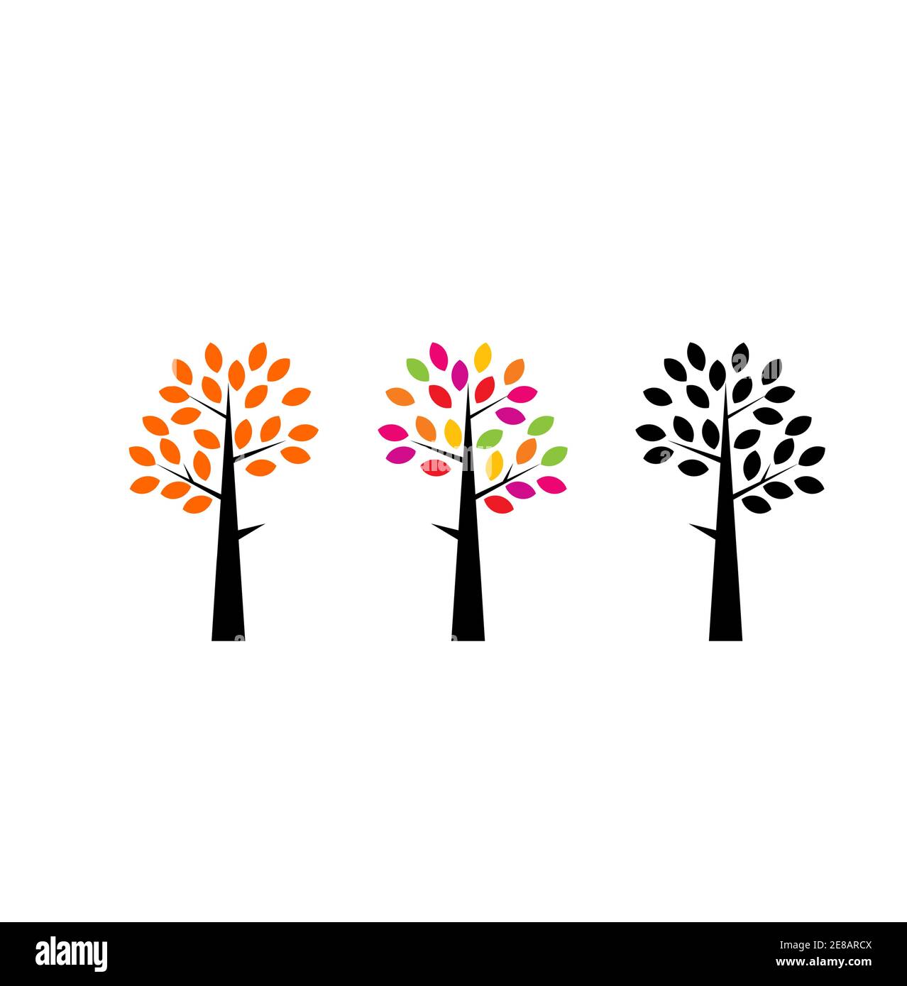 set colorful tree company logo and vector icon Stock Vector Image & Art