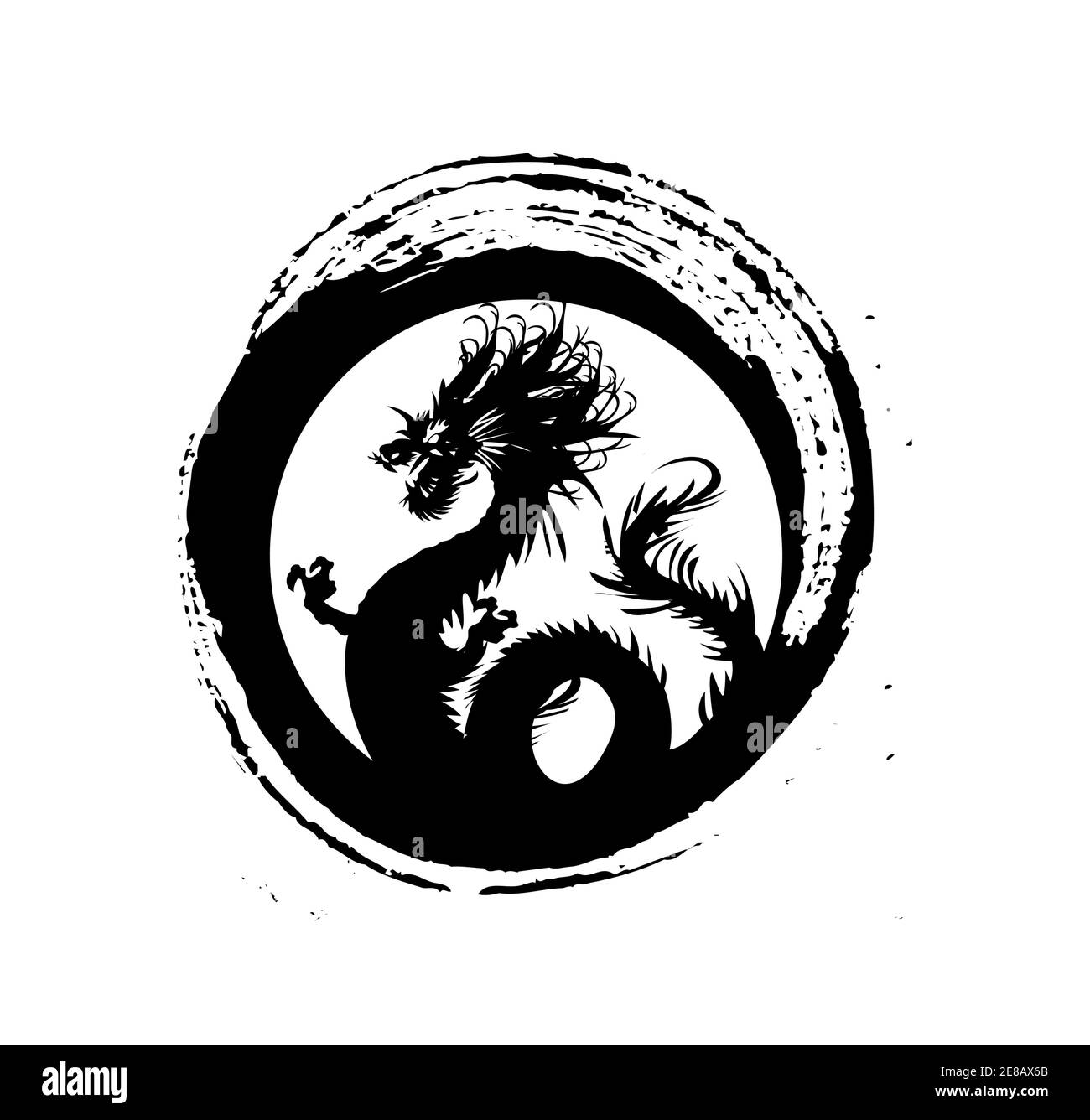 Legendary Golden Dragon In Brush Paint Japan Art Style For Logo Vector And Illustration Stock Vector Image Art Alamy