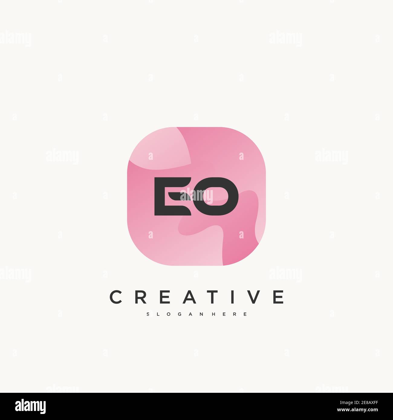 EO Initial Letter logo icon design template elements with wave colorful art Stock Vector