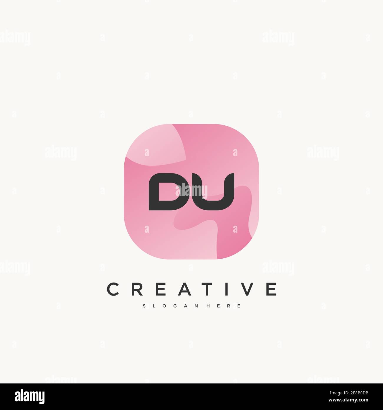 DU Initial Letter logo icon design template elements with wave colorful art Stock Vector