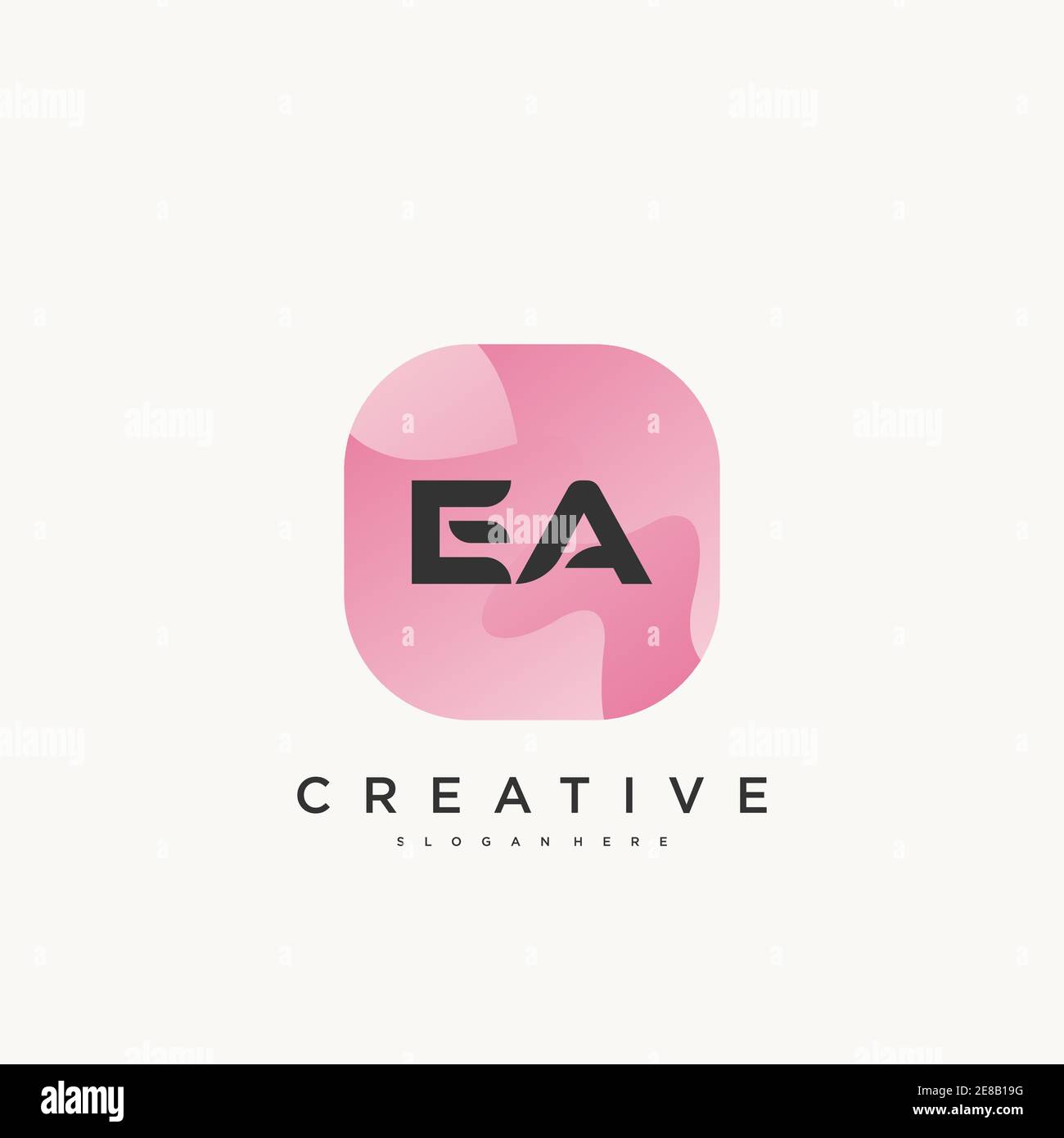 EA Initial Letter logo icon design template elements with wave colorful art Stock Vector