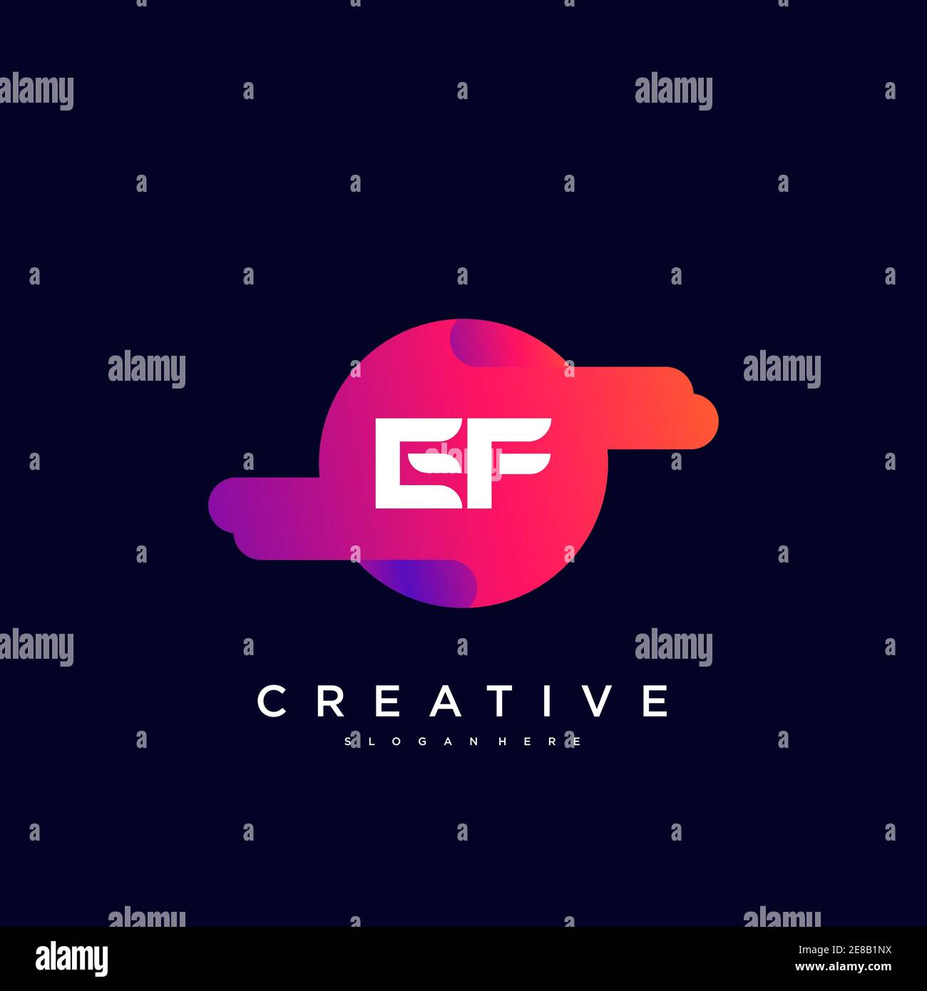 EF Initial Letter logo icon design template elements with wave colorful art Stock Vector