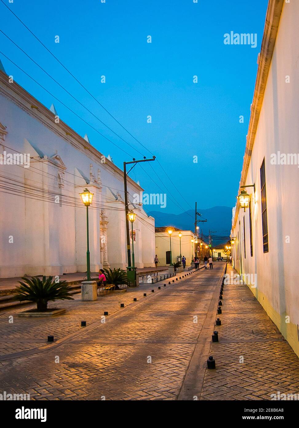 The center of the city of comayagua at night and its lights Stock Photo