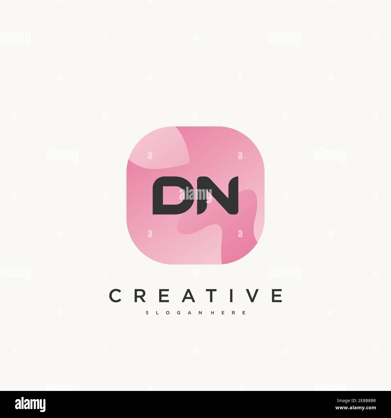 DN Initial Letter logo icon design template elements with wave colorful art Stock Vector