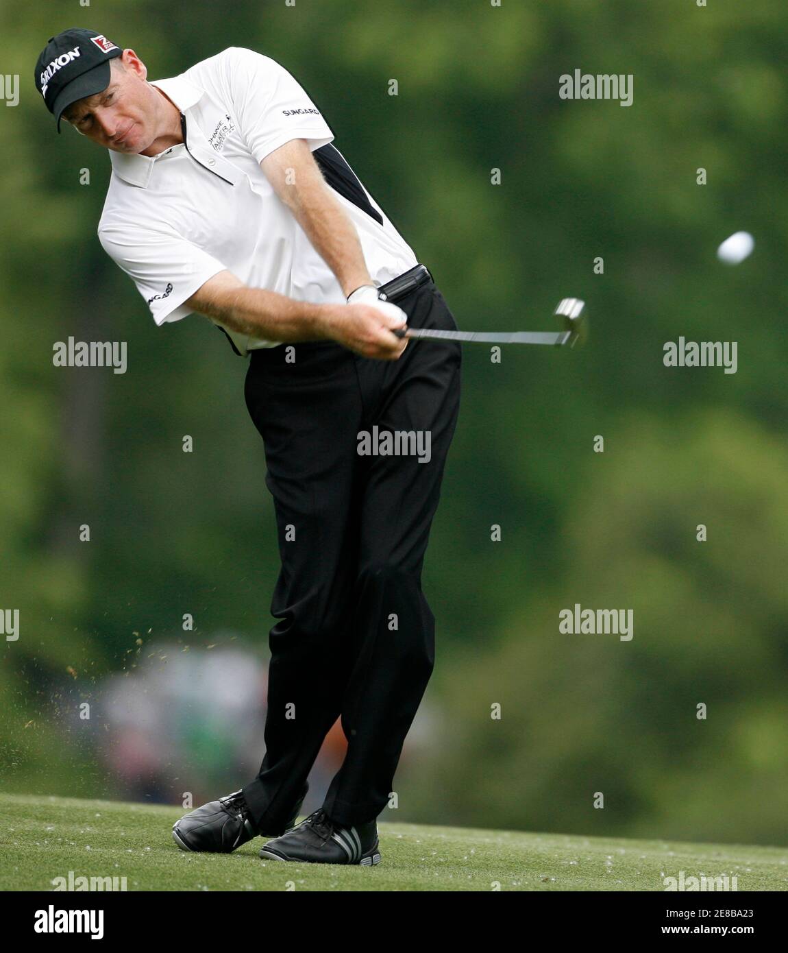 Jim Furyk of the United States hits from the fairway at the 11th hole during the final round of the Quail Hollow Championship in Charlotte, North Carolina May 2, 2010. REUTERS/Jason Miczek (UNITED STATES - Tags: SPORT GOLF) Stock Photo
