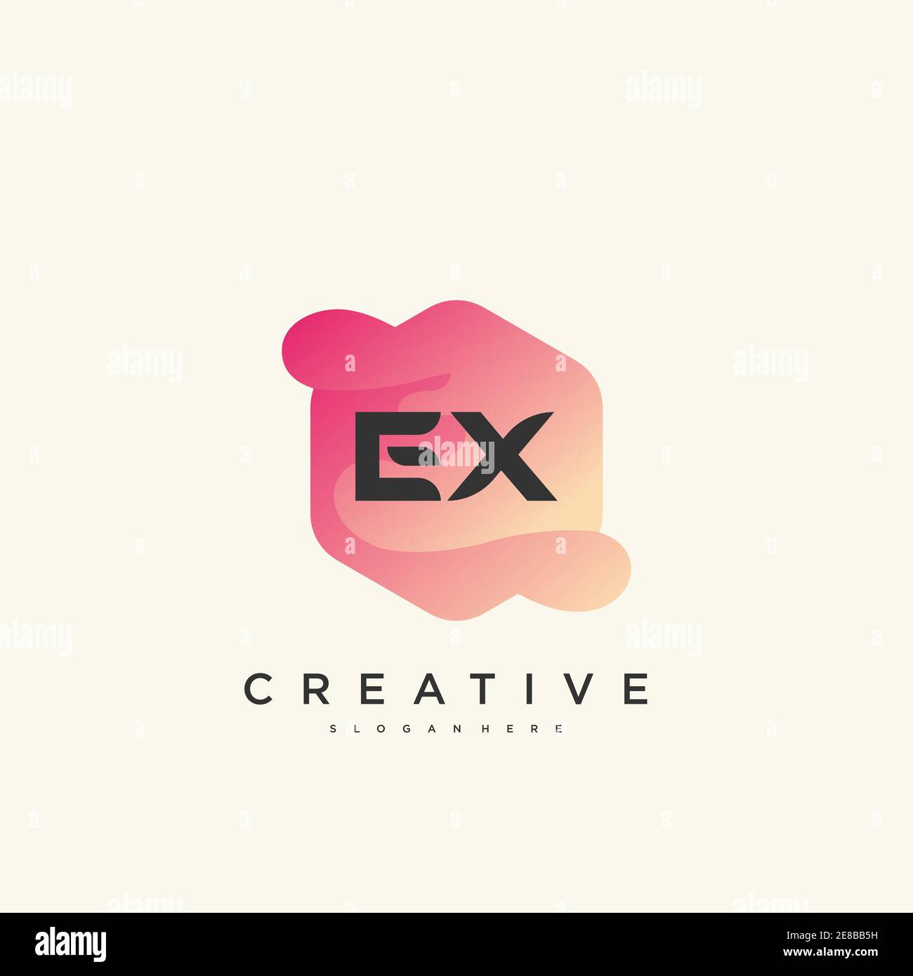 EX Initial Letter logo icon design template elements with wave colorful art Stock Vector
