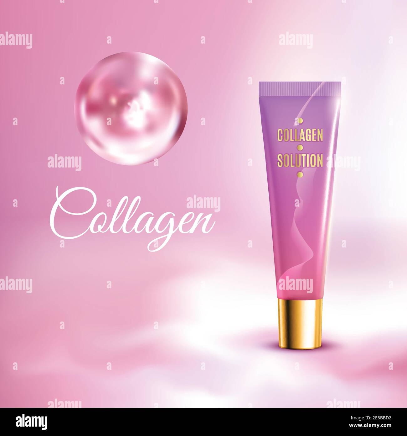 Collagen solution intensive cream tube pink background advertisement poster  for pharmaceutical and cosmetics products realistic vector illustration  Stock Vector Image & Art - Alamy