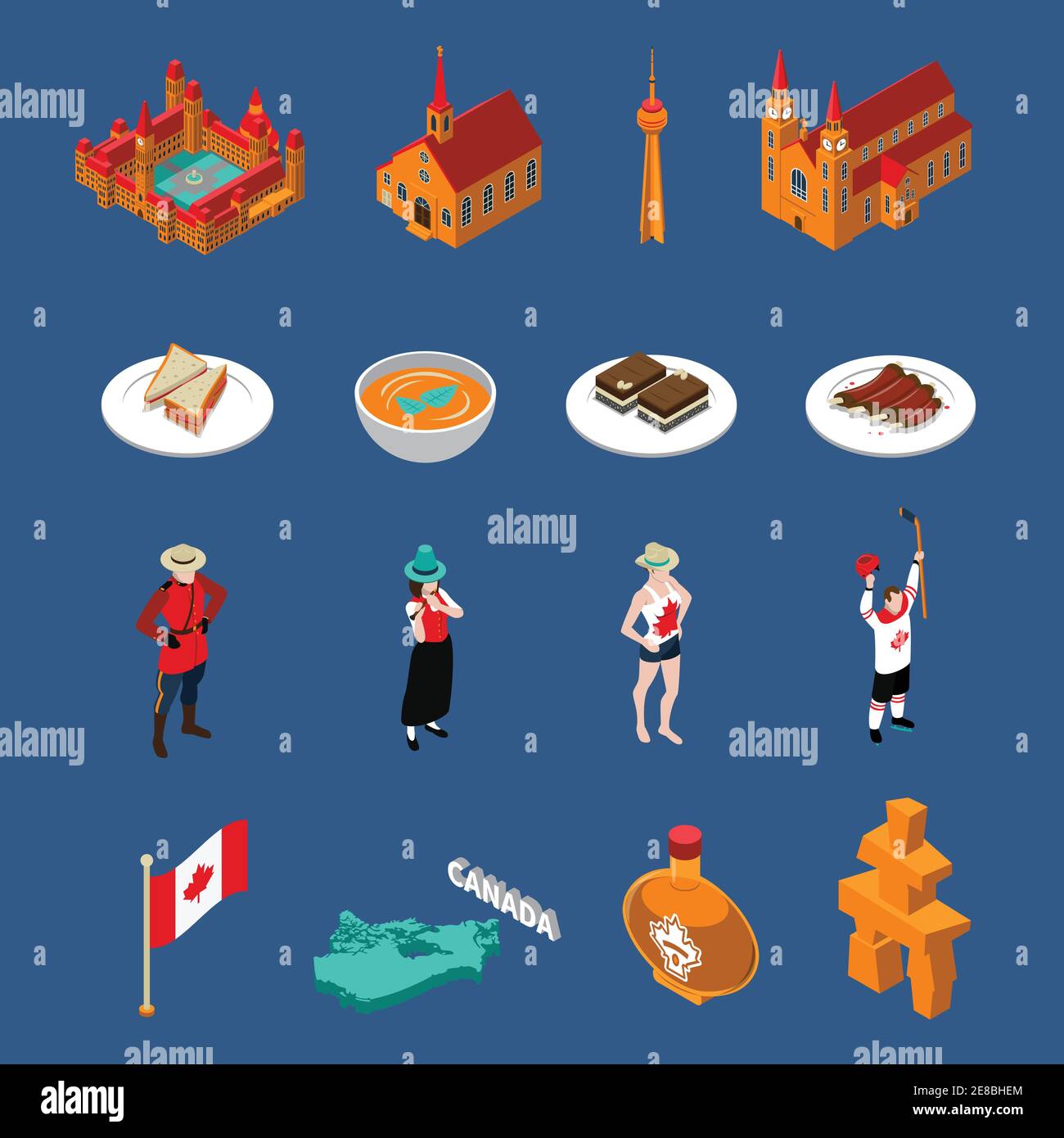 Canada Touristic Icons Set Vector Illustration Stock Vector