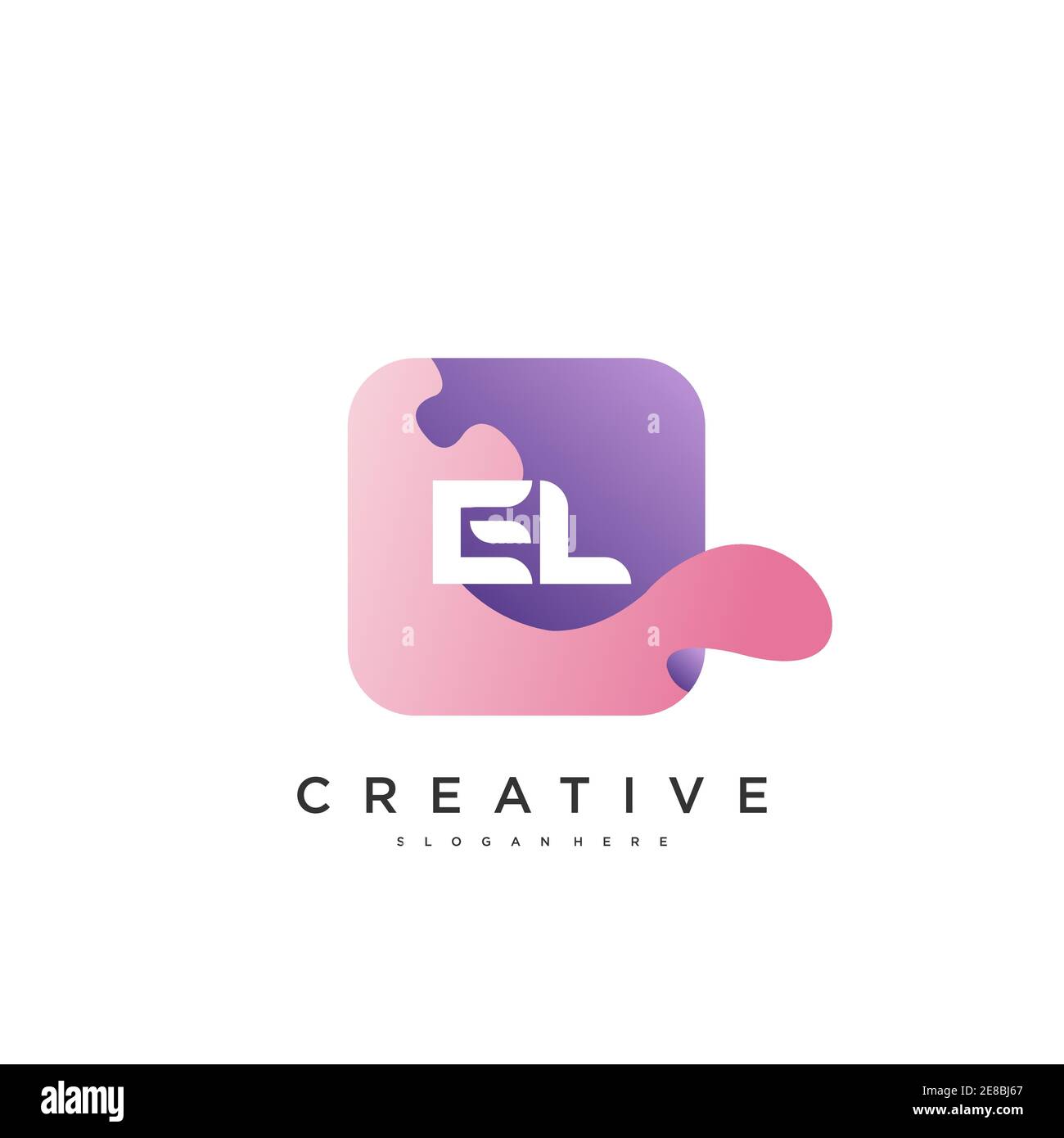 EL Initial Letter logo icon design template elements with wave colorful art Stock Vector