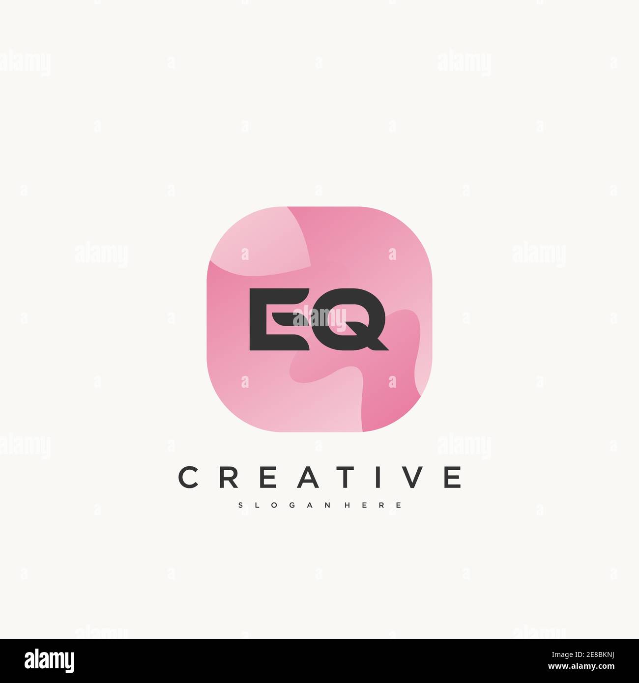 EQ Initial Letter logo icon design template elements with wave colorful ...