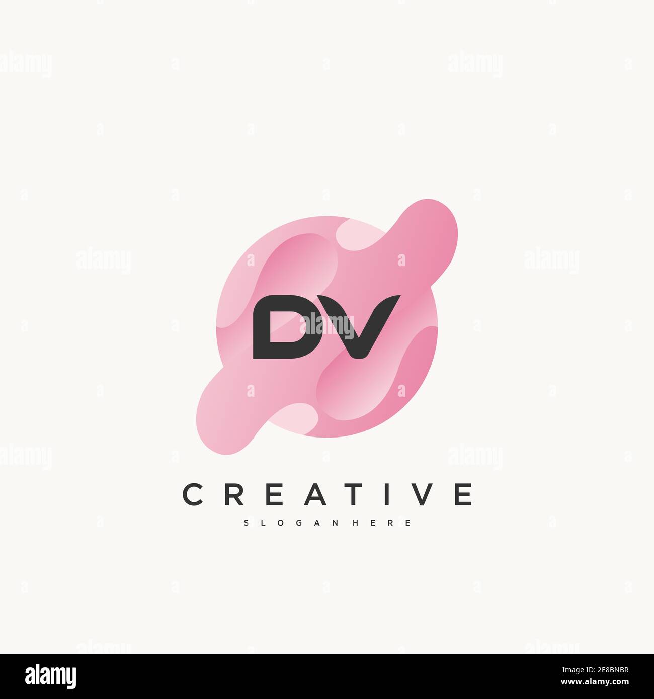 DV Initial Letter logo icon design template elements with wave colorful art Stock Vector