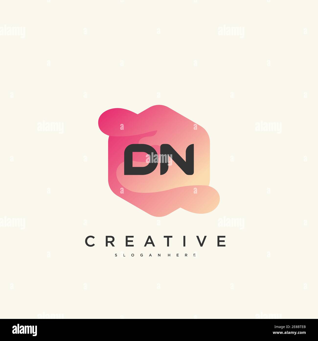 DN Initial Letter logo icon design template elements with wave colorful art Stock Vector