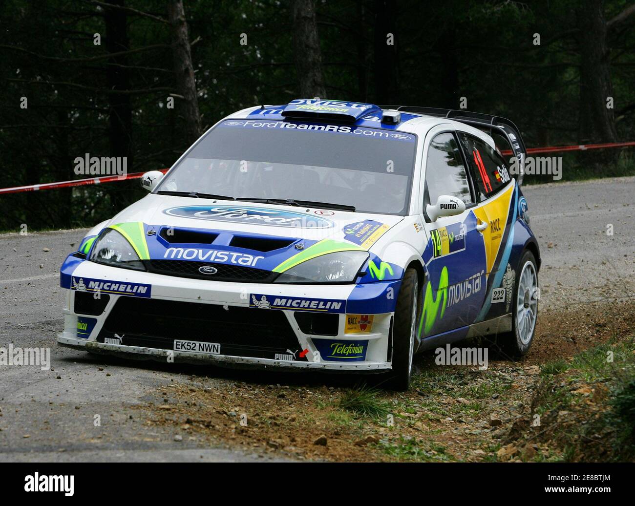 Dani Sola of Spain steers his BP Ford during the 28.33 km third special  stage of the first leg of the 2005 World Championship Catalunya Rally in  Salou near Tarragona, Spain, October