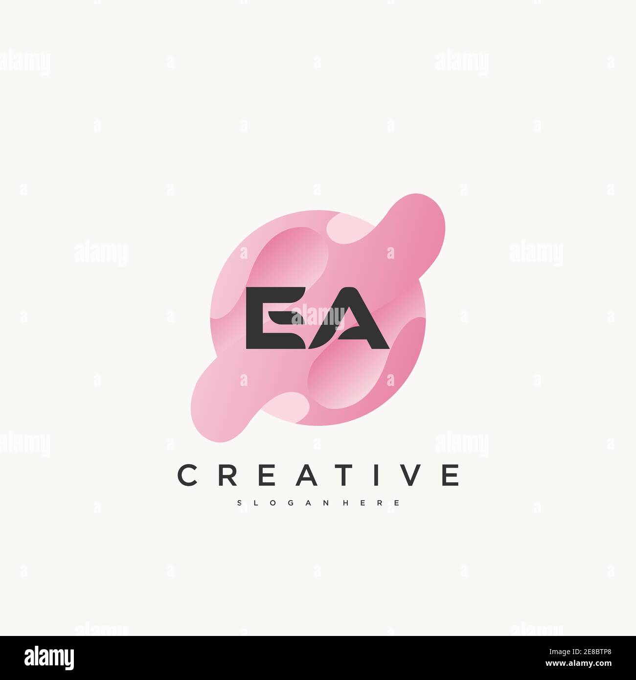 EA Initial Letter logo icon design template elements with wave colorful art Stock Vector