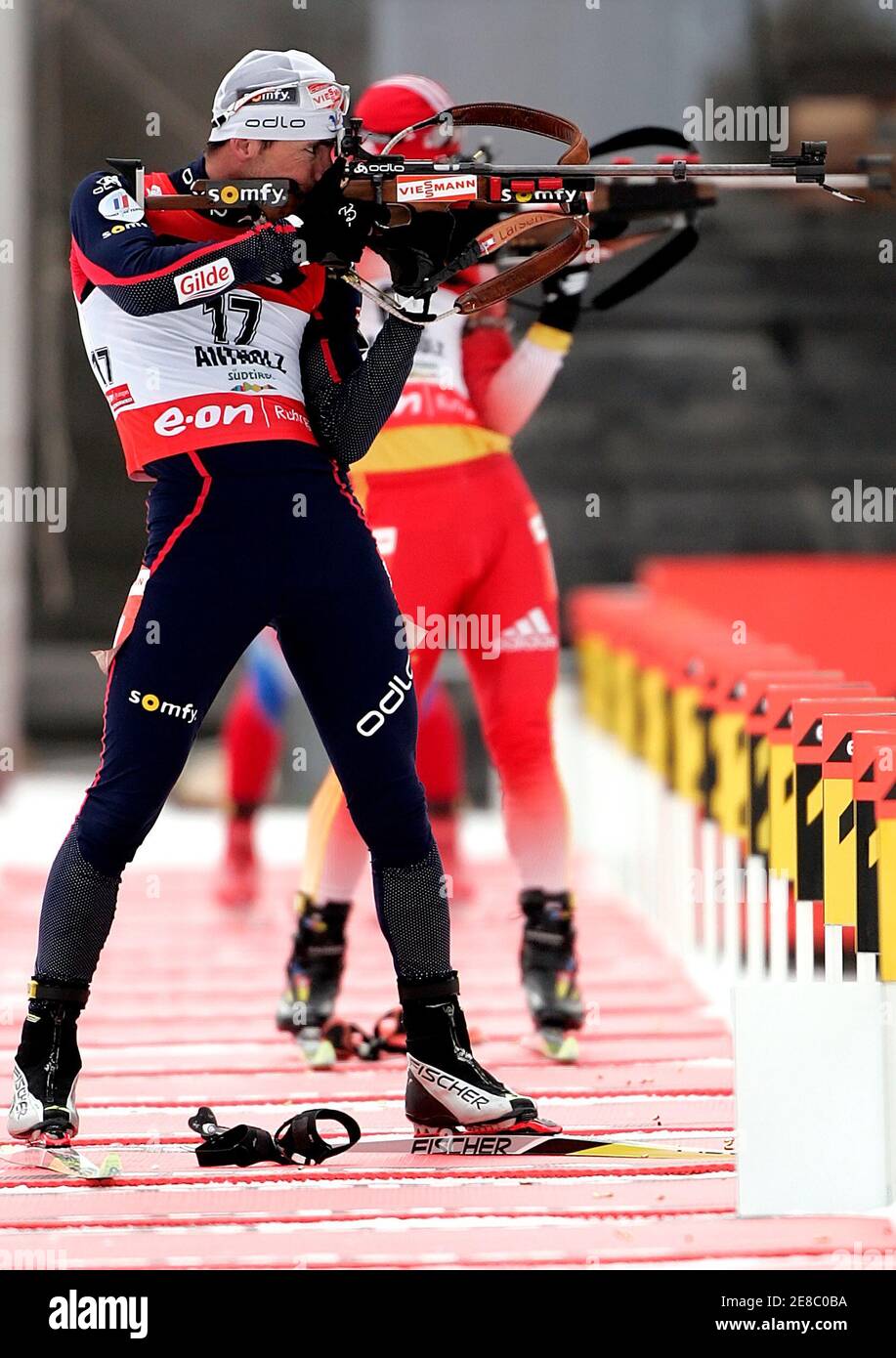 World Champion Raphael Poiree of France shoots during the men's 20 km  individual race competition at