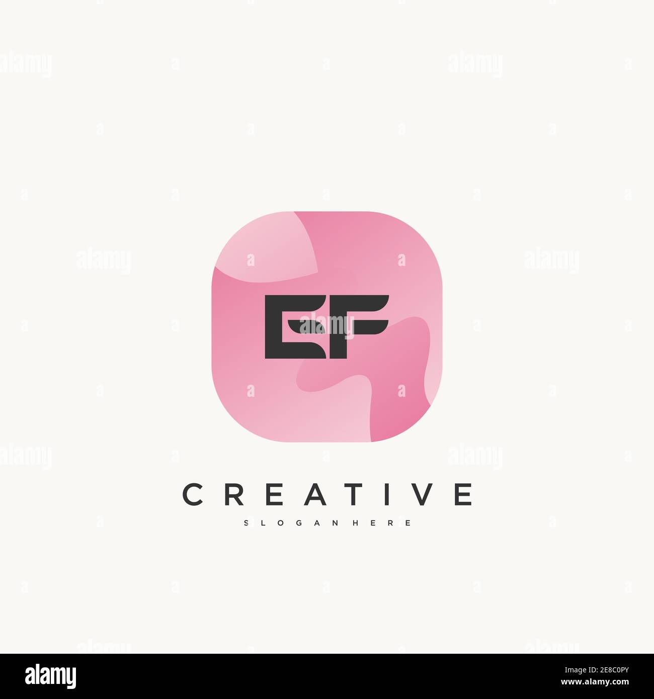 EF Initial Letter logo icon design template elements with wave colorful art Stock Vector