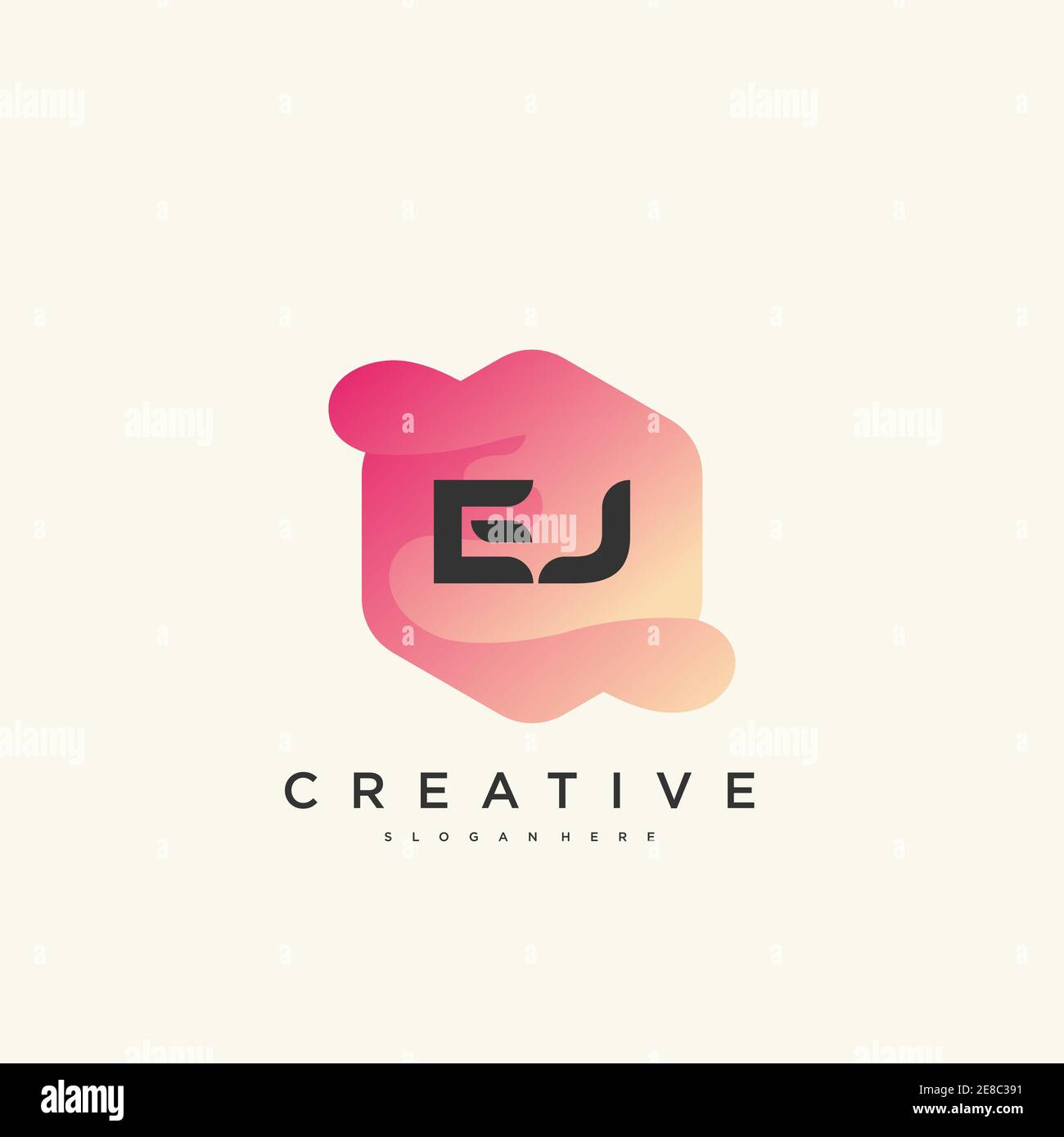 EJ Initial Letter logo icon design template elements with wave colorful art Stock Vector