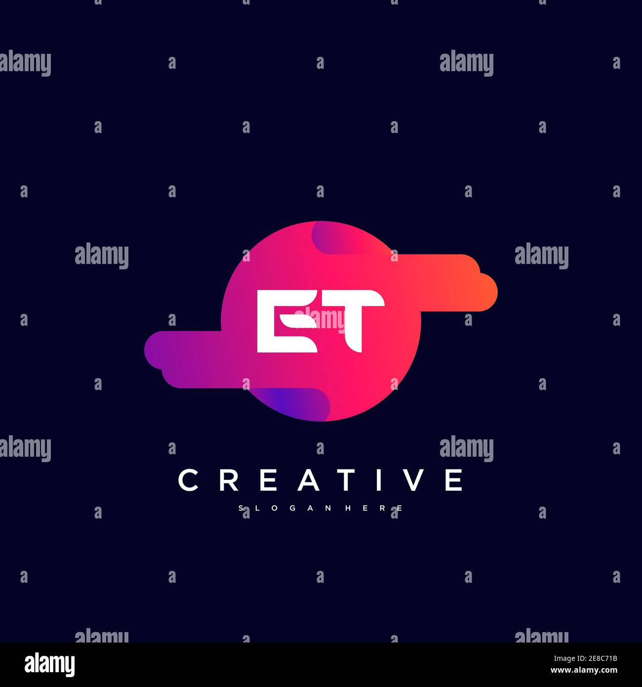 ET Initial Letter logo icon design template elements with wave colorful art Stock Vector