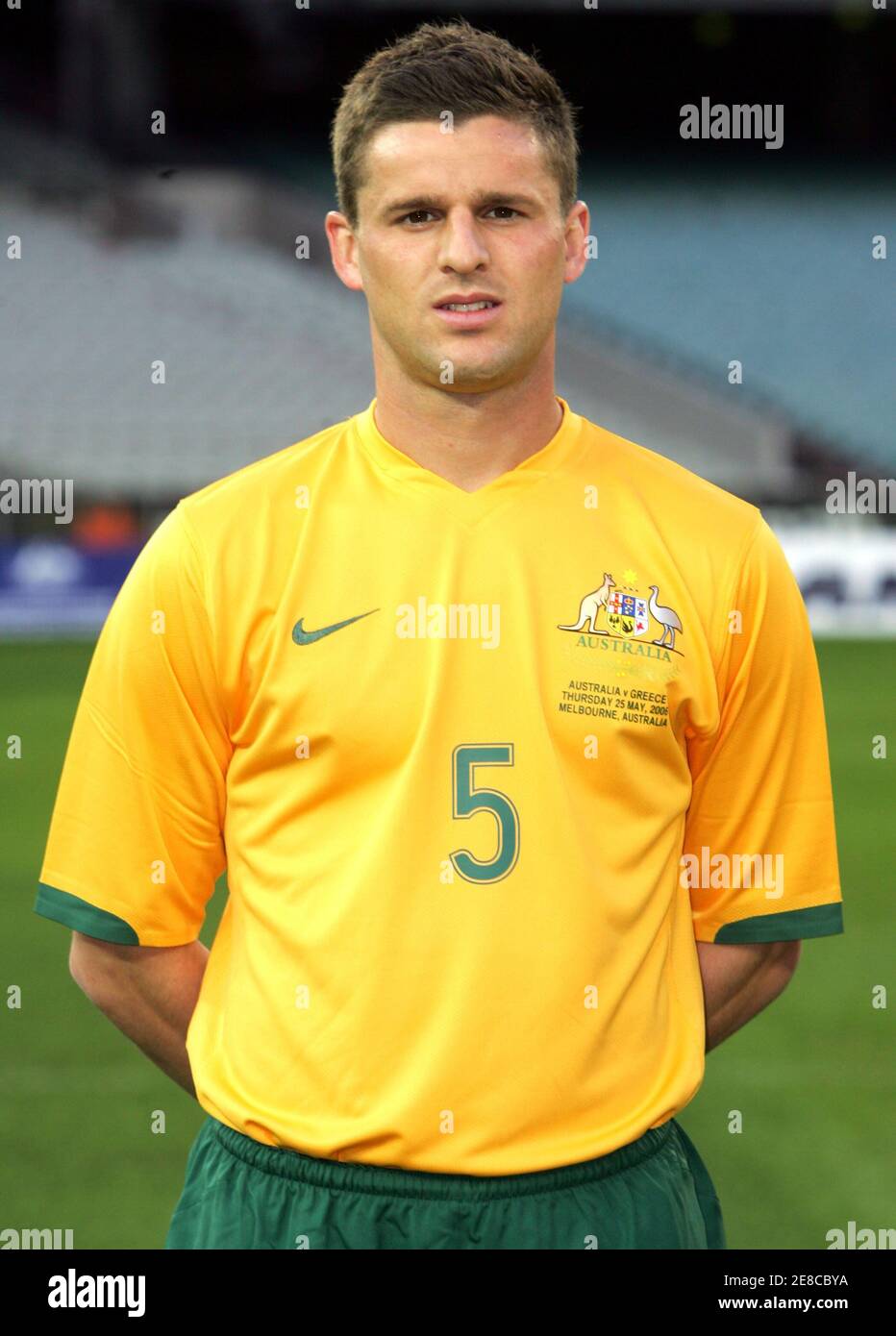Australia World Cup soccer squad member Jason Culina poses at the Melbourne Cricket Ground May