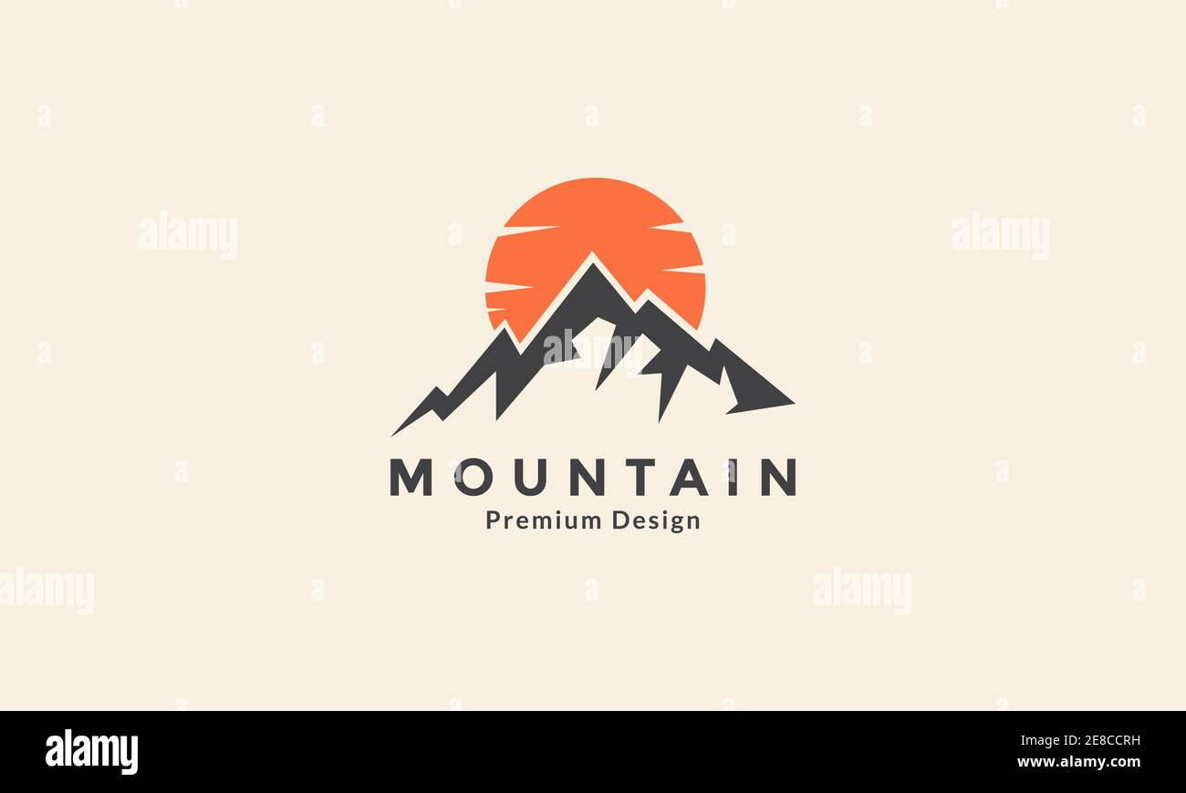vintage simple mountain with sunset logo symbol icon vector graphic ...