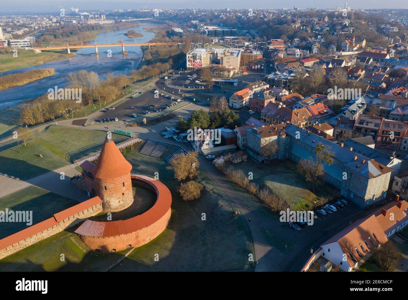 aerial view of Kaunas castle, Lithuania Stock Photo