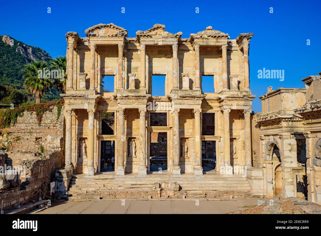 Library of Celsus, an ancient Roman building in Ephesus Archaeological Site, Turkey Stock Photo