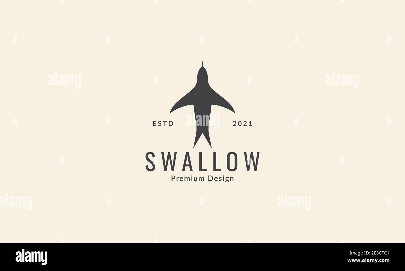 silhouette bird swallow fly simple logo symbol icon vector graphic design illustration Stock Vector