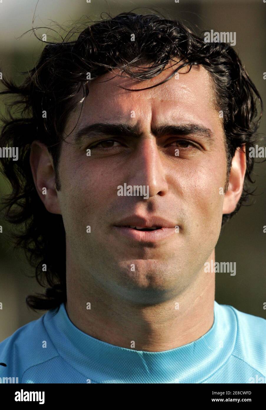 Hassan Roudbarian of Iran attends a soccer practice session at the Azadi sport complex in Tehran, Iran May 23, 2006.     WORLD CUP 2006 PREVIEW HEADSHOTS        REUTERS/Raheb Homavandi Stock Photo