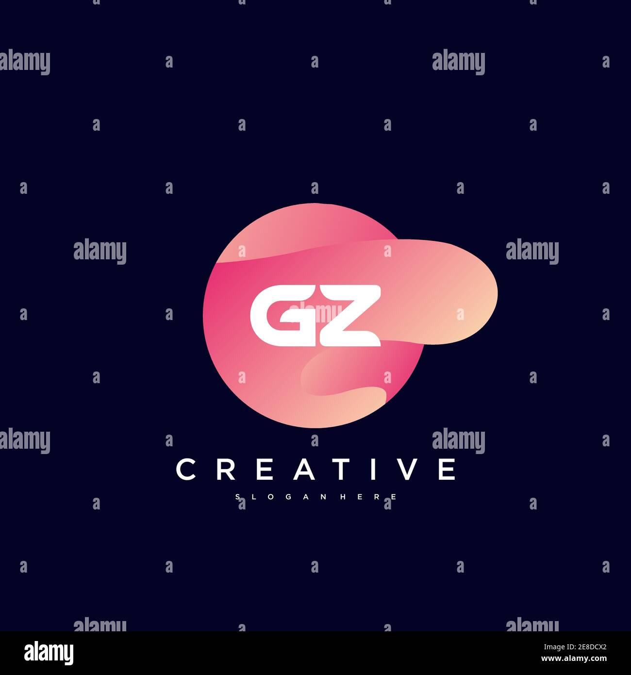 GZ Initial Letter logo icon design template elements with wave colorful art Stock Vector