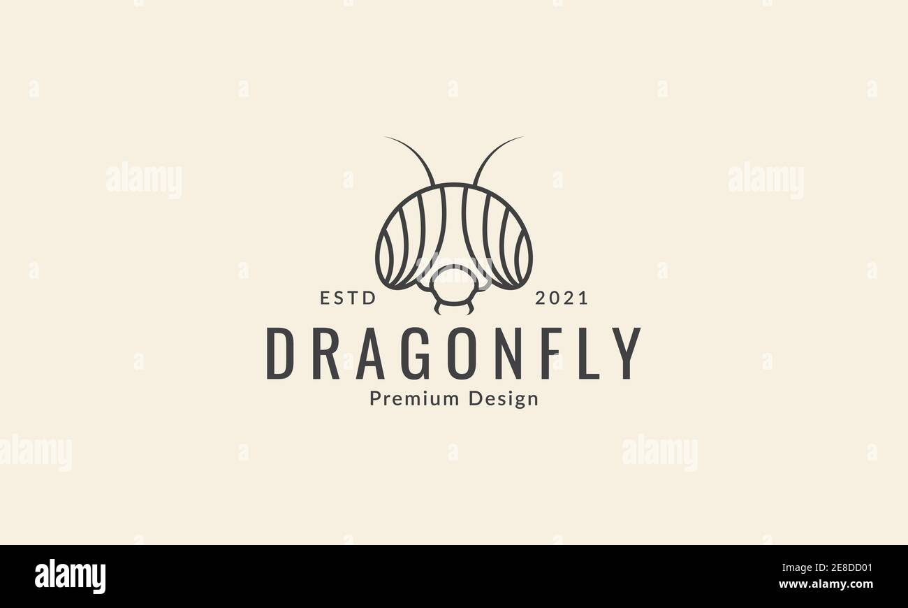 simple line head insect dragonfly logo symbol icon vector graphic ...