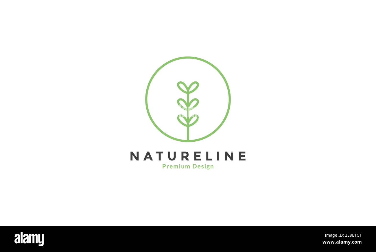 circle line green plant leaf simple gardening logo symbol icon vector ...