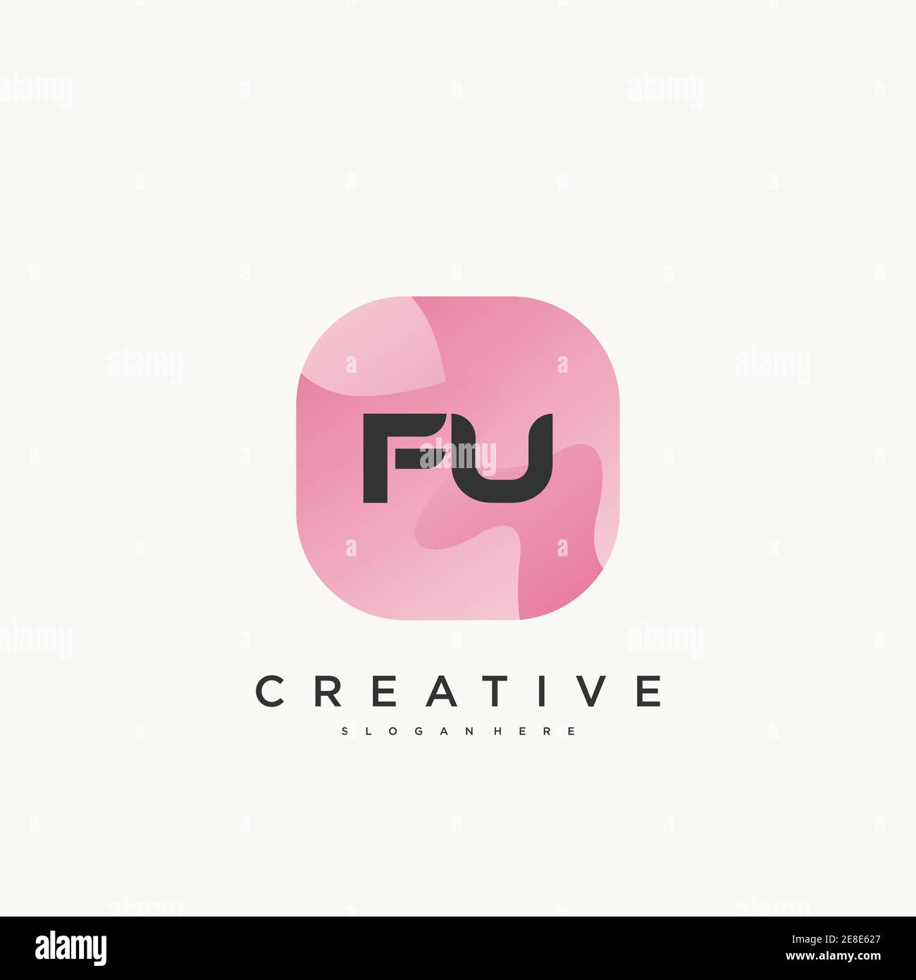 FU Initial Letter logo icon design template elements with wave colorful art Stock Vector