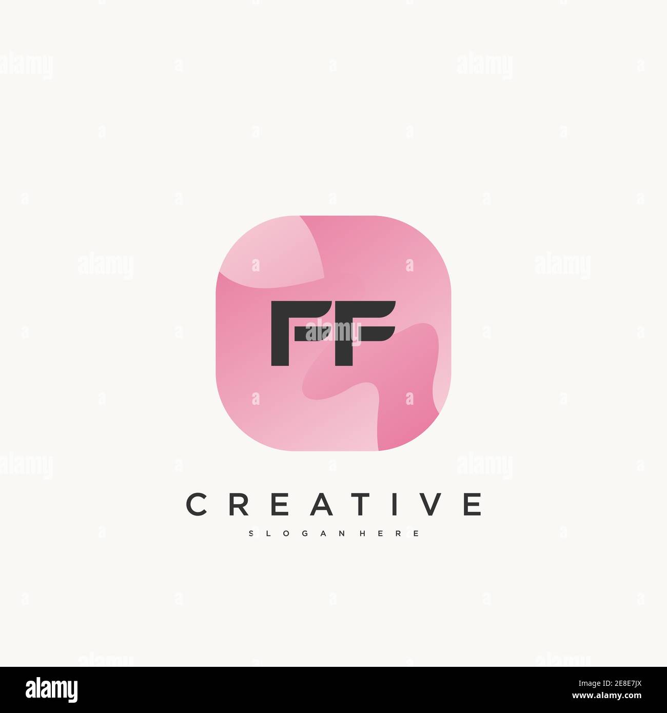 FF Initial Letter logo icon design template elements with wave colorful art Stock Vector