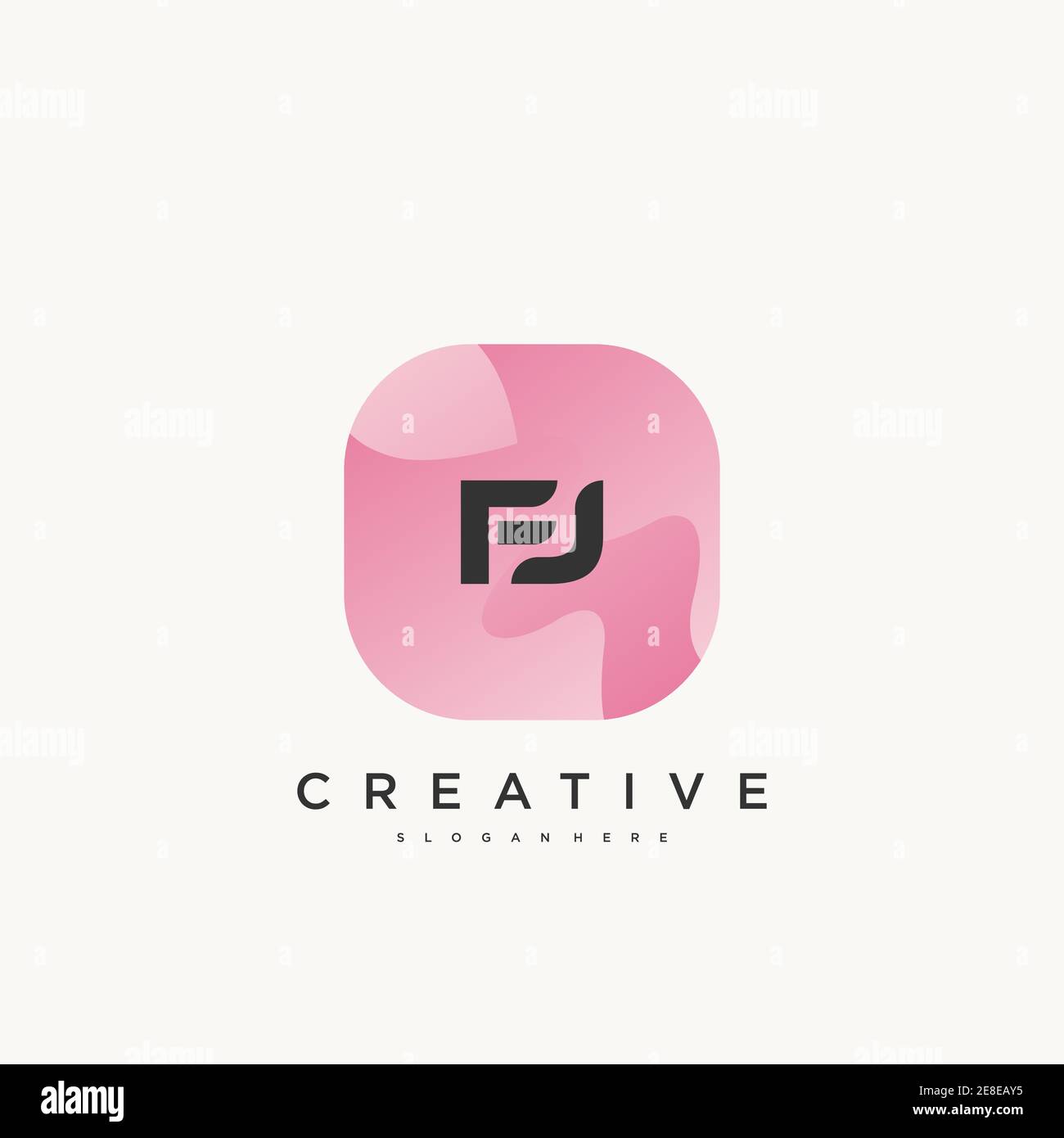 FJ Initial Letter logo icon design template elements with wave colorful art Stock Vector