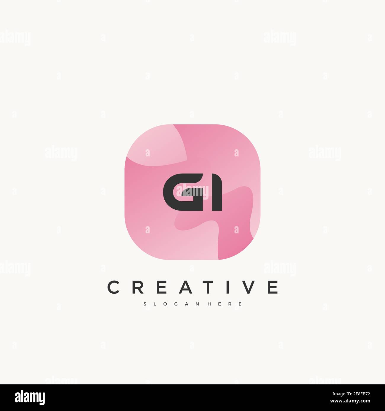 GI Initial Letter logo icon design template elements with wave colorful art Stock Vector