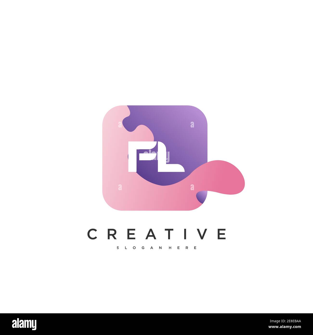 FL Initial Letter logo icon design template elements with wave colorful art Stock Vector