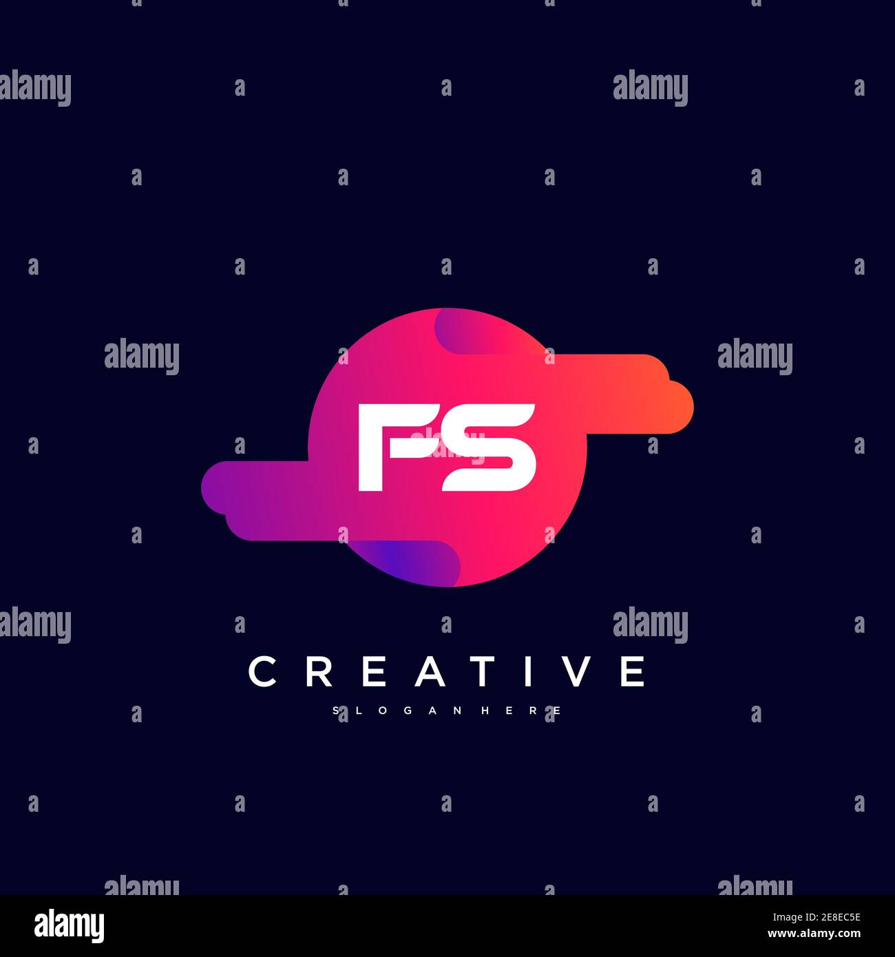 FS Initial Letter logo icon design template elements with wave colorful art Stock Vector