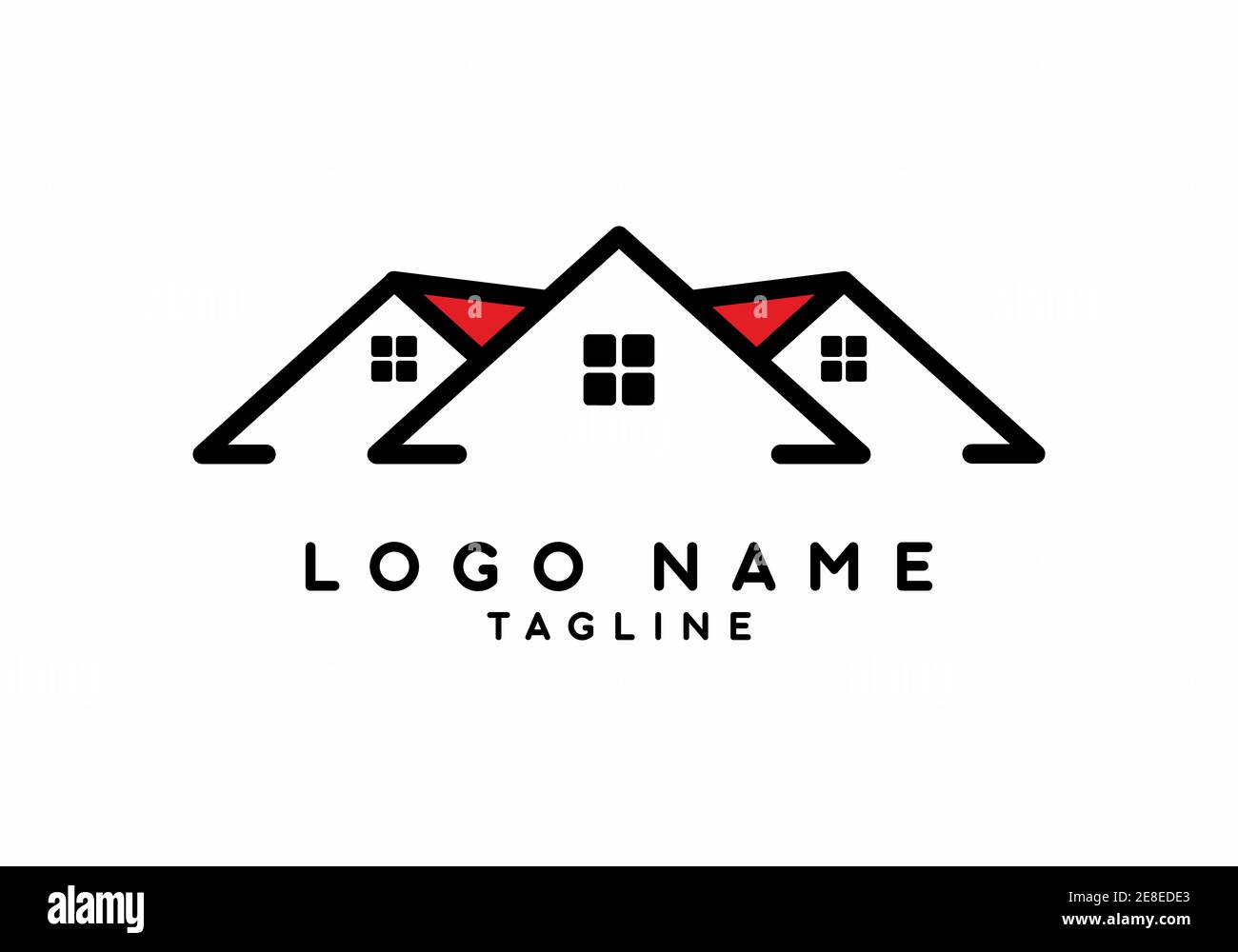 Black red house for real estate logo design Stock Vector Image & Art