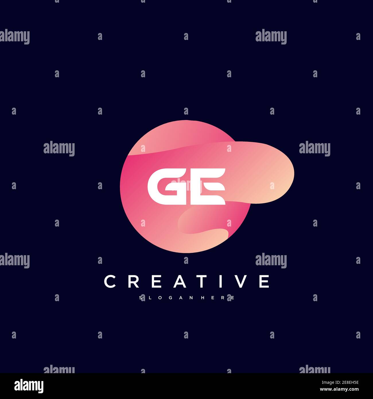 GE Initial Letter logo icon design template elements with wave colorful art Stock Vector