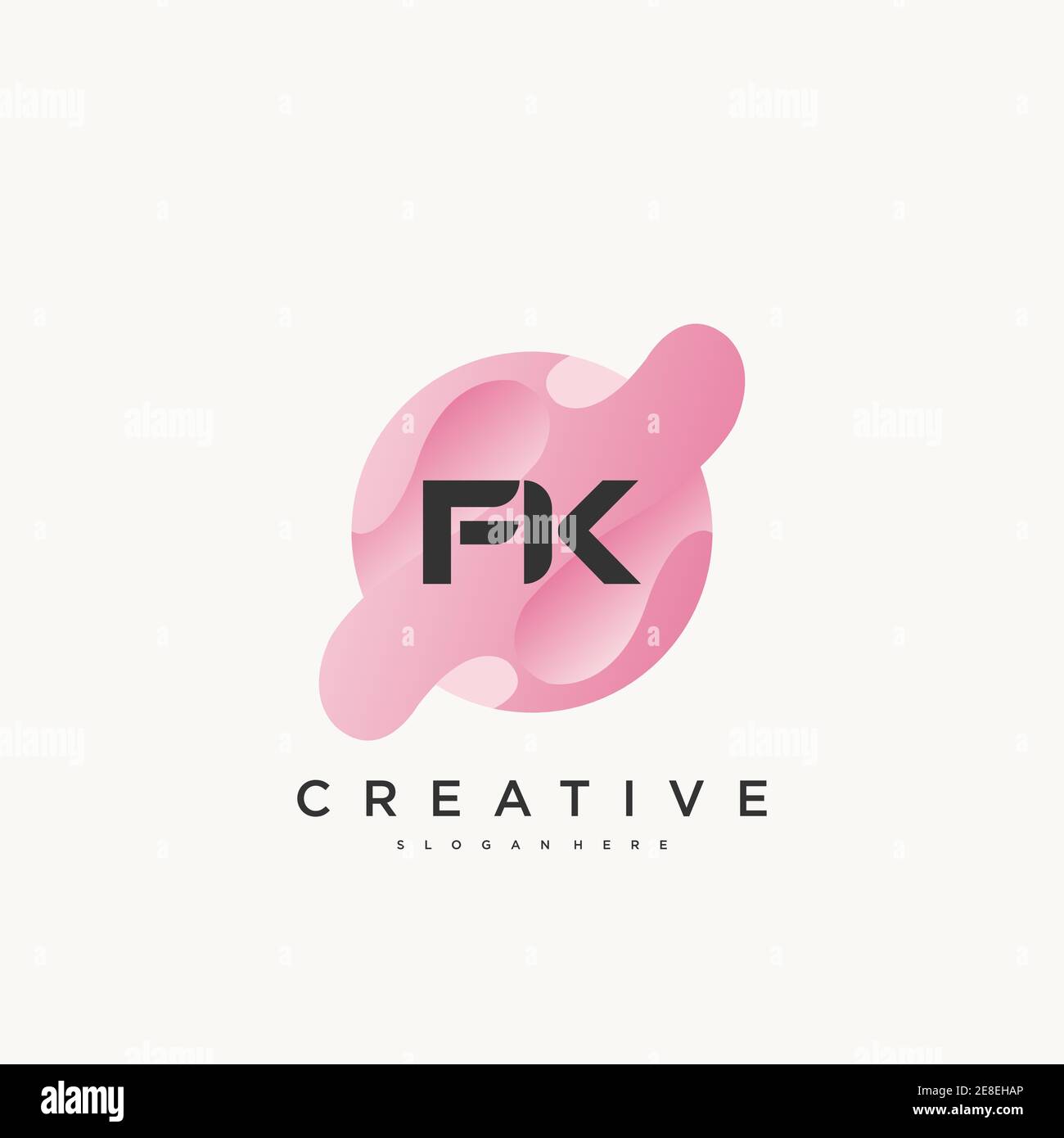 FK Initial Letter logo icon design template elements with wave colorful art Stock Vector