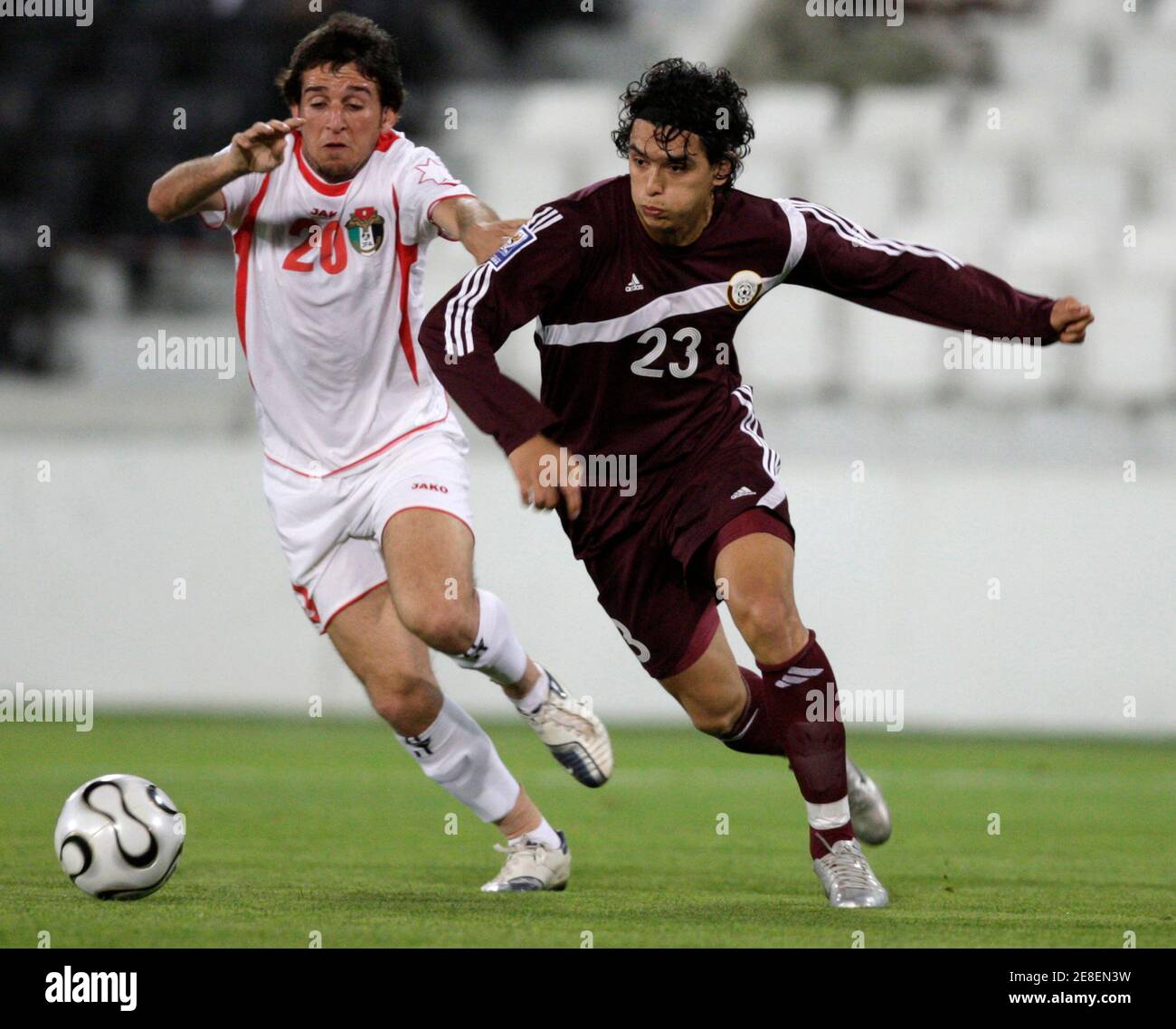 Qatar S Sebastian Soria R Fights For The Ball With Jordan S Alaa Muflah During A Friendly Soccer Match In Doha March 16 08 Reuters Fadi Al Assaad Qatar Stock Photo Alamy Qatar S Sebastian Soria R Fights For The Ball With Jordan S Alaa Muflah During A Friendly Soccer Match In Doha March 16 08 Reuters Fadi Al Assaad Qatar Stock Photo Alamy